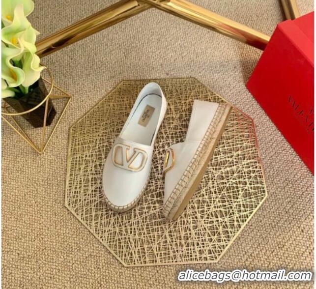 Most Popular Valentino Vlogo Lambskin Espadrilles 022614 White 2021