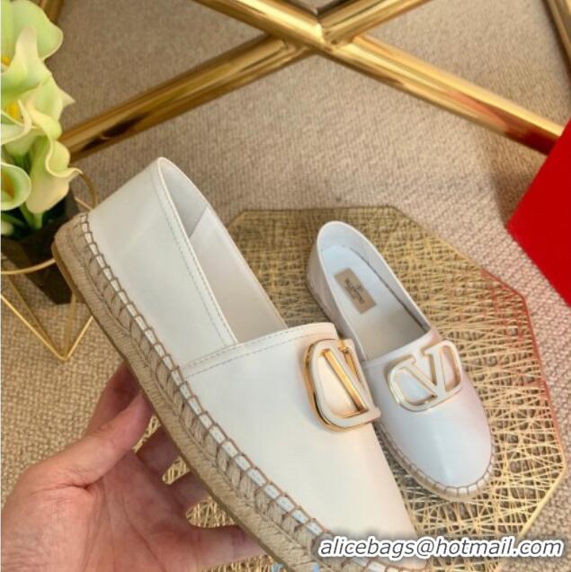 Most Popular Valentino Vlogo Lambskin Espadrilles 022614 White 2021