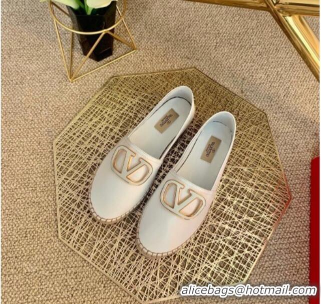 Most Popular Valentino Vlogo Lambskin Espadrilles 022614 White 2021