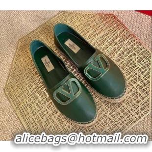 Classic Practical Valentino Vlogo Lambskin Espadrilles 022614 Green 2021