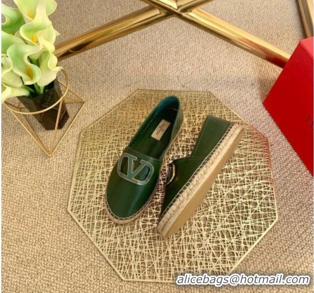 Classic Practical Valentino Vlogo Lambskin Espadrilles 022614 Green 2021