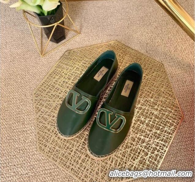 Classic Practical Valentino Vlogo Lambskin Espadrilles 022614 Green 2021