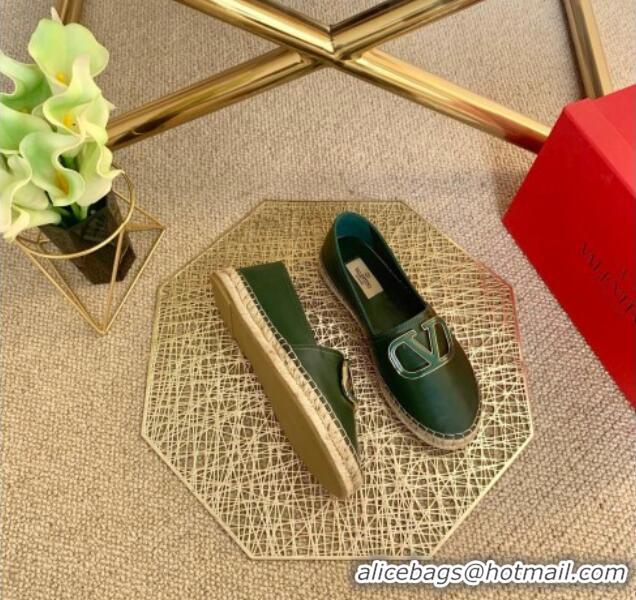 Classic Practical Valentino Vlogo Lambskin Espadrilles 022614 Green 2021