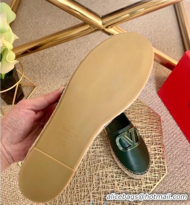 Classic Practical Valentino Vlogo Lambskin Espadrilles 022614 Green 2021