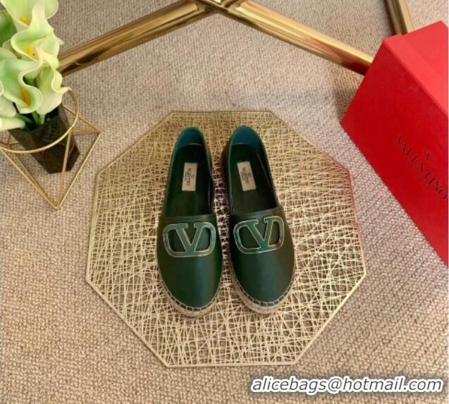 Classic Practical Valentino Vlogo Lambskin Espadrilles 022614 Green 2021