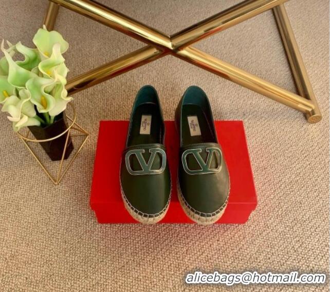 Classic Practical Valentino Vlogo Lambskin Espadrilles 022614 Green 2021