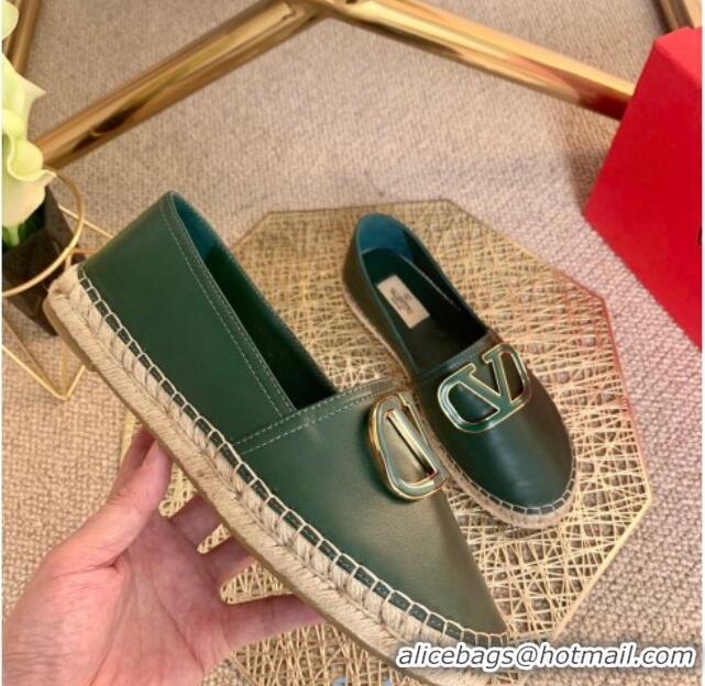 Classic Practical Valentino Vlogo Lambskin Espadrilles 022614 Green 2021