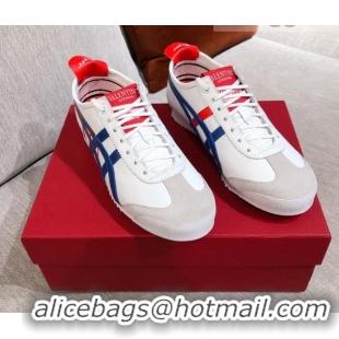 Low Cost Valentino VLogo Straped Leather Sneakers 031171 White/Blue 2021