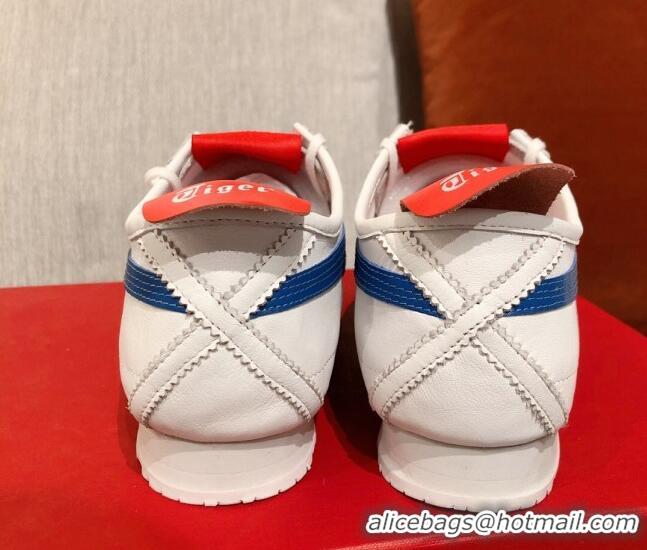 Low Cost Valentino VLogo Straped Leather Sneakers 031171 White/Blue 2021