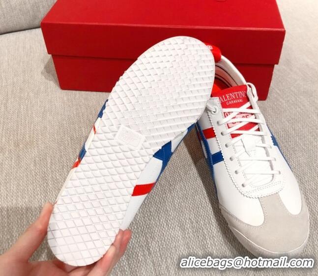 Low Cost Valentino VLogo Straped Leather Sneakers 031171 White/Blue 2021