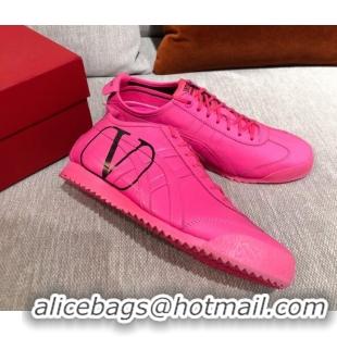 New Style Valentino VLogo Straped Leather Sneakers 031171 Pink