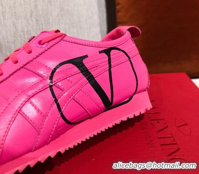 New Style Valentino VLogo Straped Leather Sneakers 031171 Pink