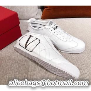 Elegant Valentino VLogo Straped Leather Sneakers 031171 White/Black