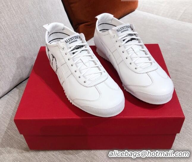 Elegant Valentino VLogo Straped Leather Sneakers 031171 White/Black