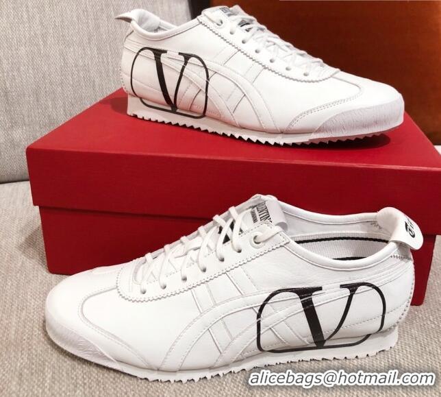 Elegant Valentino VLogo Straped Leather Sneakers 031171 White/Black