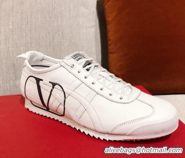 Elegant Valentino VLogo Straped Leather Sneakers 031171 White/Black