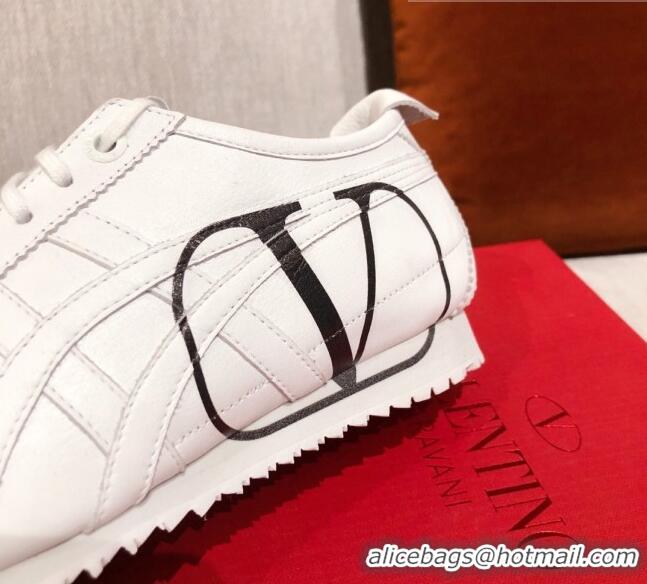 Elegant Valentino VLogo Straped Leather Sneakers 031171 White/Black