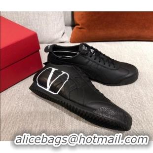 Low Price Valentino VLogo Straped Leather Sneakers 031171 Black