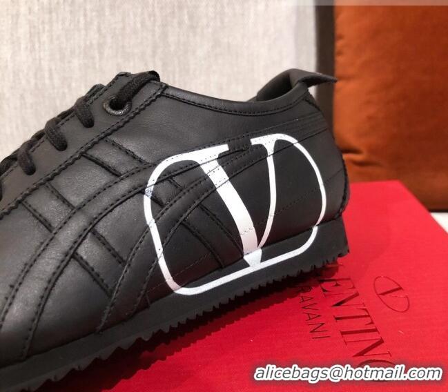 Low Price Valentino VLogo Straped Leather Sneakers 031171 Black