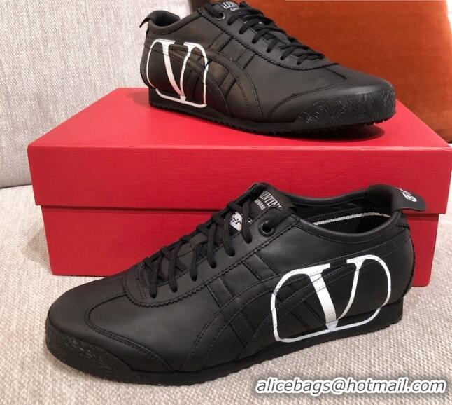 Low Price Valentino VLogo Straped Leather Sneakers 031171 Black