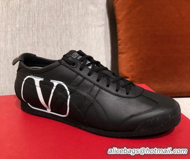 Low Price Valentino VLogo Straped Leather Sneakers 031171 Black