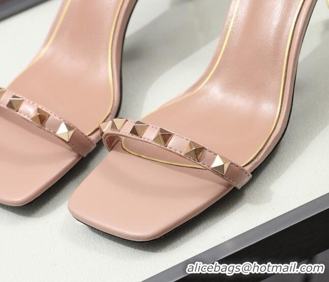 Grade Design Valentino Roman Stud Calfskin Heel Sandals 7cm 032916 Light Pink