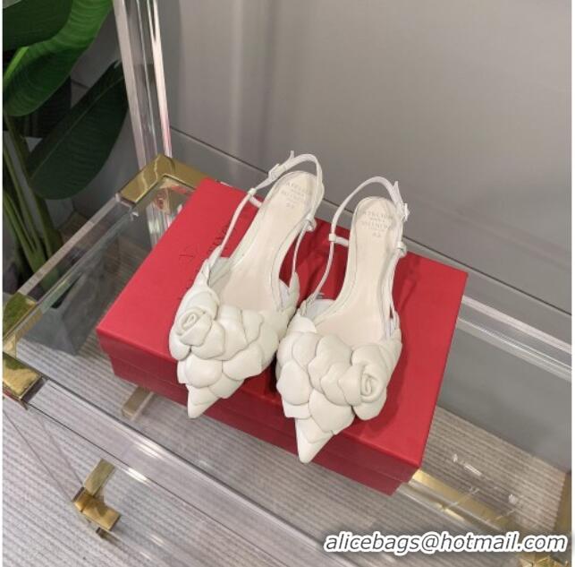 Good Quality Valentino Atelier Shoe 03 Rose Edition Slingback Pumps 4cm 408128 White 2021