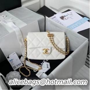 Buy Classic Chanel Flap Shoulder Bag Original leather AS2855 White