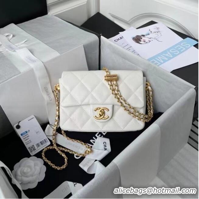 Buy Classic Chanel Flap Shoulder Bag Original leather AS2855 White