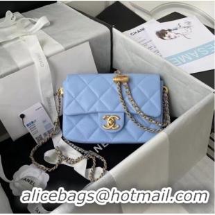 Market Sells Chanel Flap Shoulder Bag Original leather AS2855 sky blue