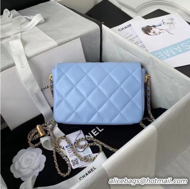 Market Sells Chanel Flap Shoulder Bag Original leather AS2855 sky blue