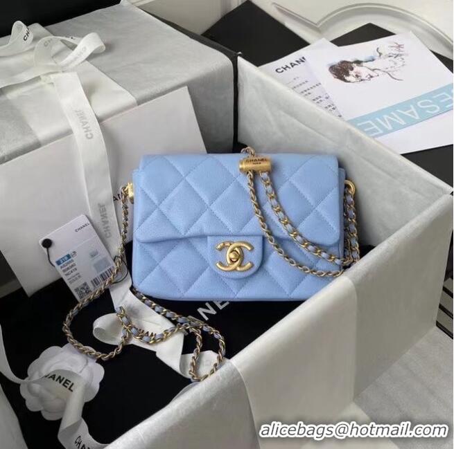 Market Sells Chanel Flap Shoulder Bag Original leather AS2855 sky blue