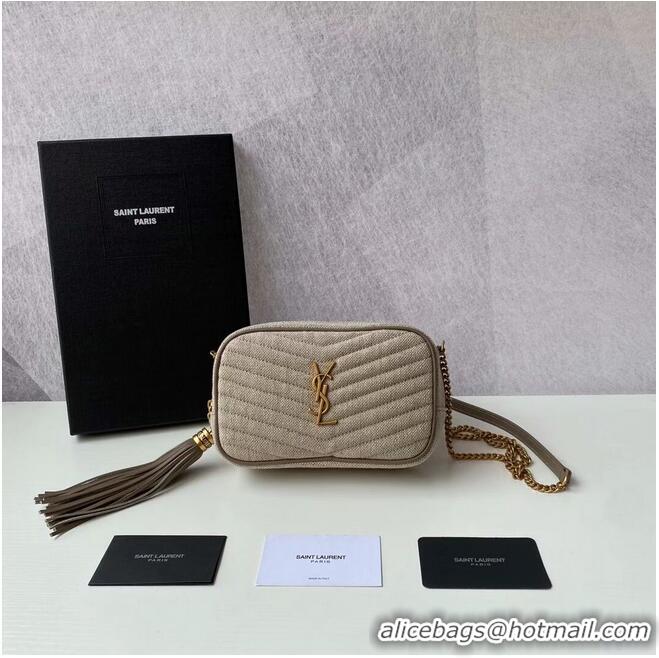 Most Popular Yves Saint Laurent MINI IN QUILTED Y LINEN Y681158 Grey