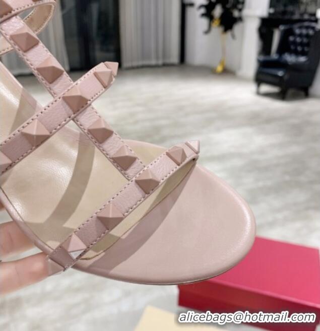 Good Product Valentino Rockstud Matte Calfskin Slide Sandal 6cm 061535 Nude Pink