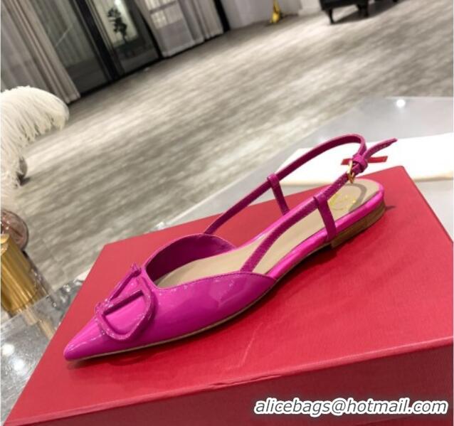 Best Price Valentino VLogo One-Tone Patent Leather Slingback Ballet Flat 061564 Purple 2021