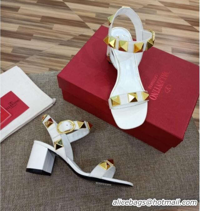 Unique Style Valentino Rockstud Mid-Heel Sandals 6cm 070576 White