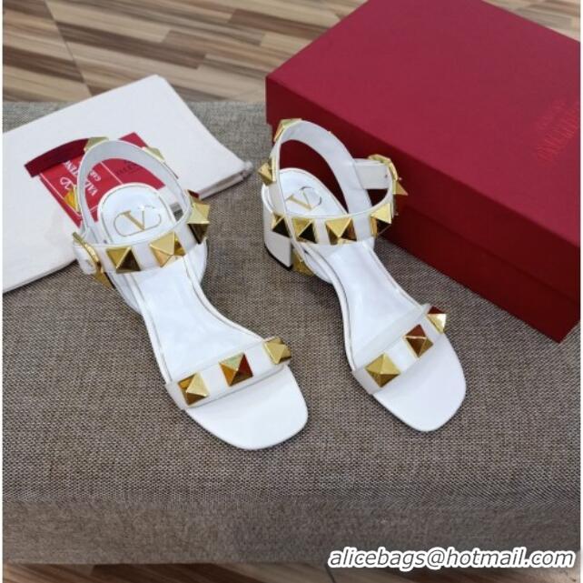 Unique Style Valentino Rockstud Mid-Heel Sandals 6cm 070576 White