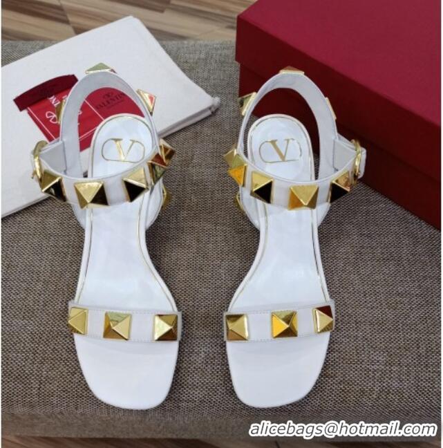 Unique Style Valentino Rockstud Mid-Heel Sandals 6cm 070576 White