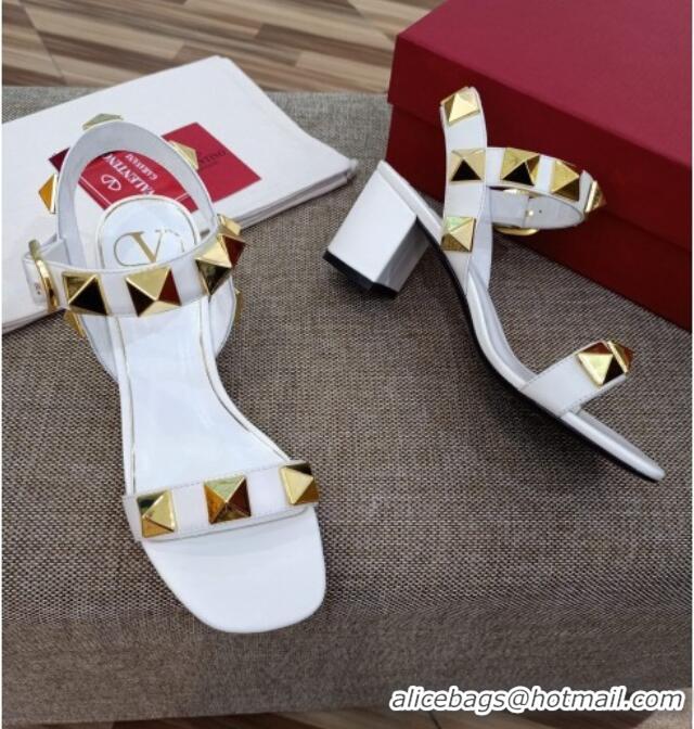 Unique Style Valentino Rockstud Mid-Heel Sandals 6cm 070576 White