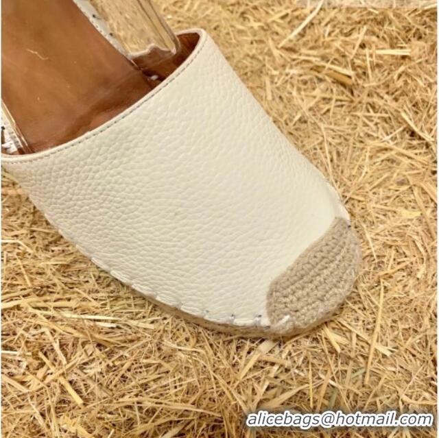 Good Product Valentino Double Rockstud Grainy Calfskin Wedge Espadrillas 6.5cm 070881 White