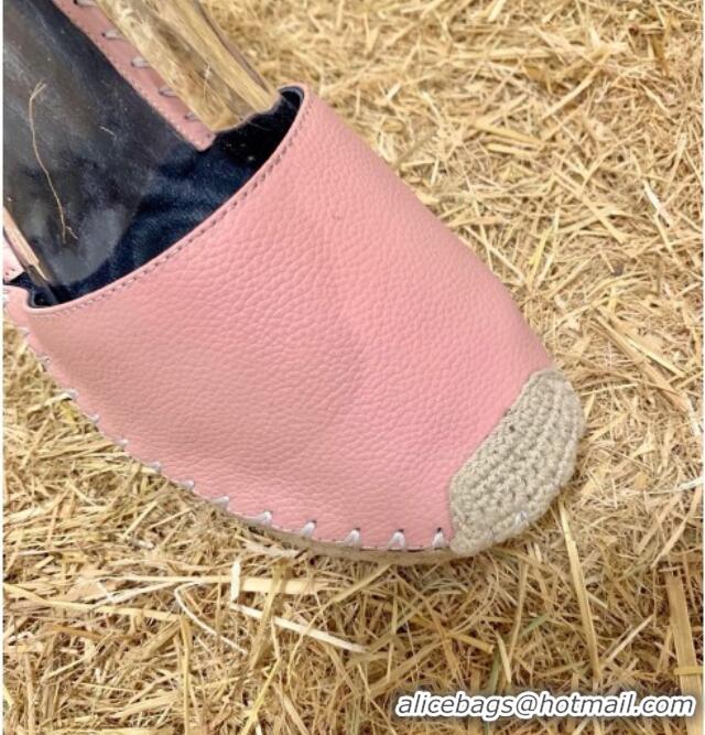 Top Design Valentino Double Rockstud Grainy Calfskin Wedge Espadrillas 6.5cm 070881 Pink