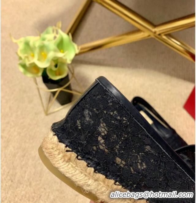 Unique Style Valentino Lace Espadrilles 070901 Black 2021