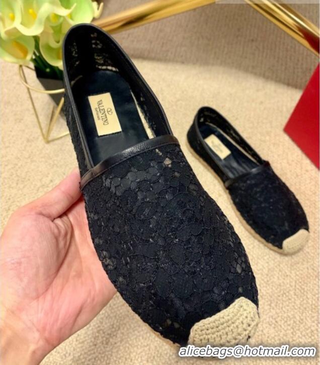 Unique Style Valentino Lace Espadrilles 070901 Black 2021