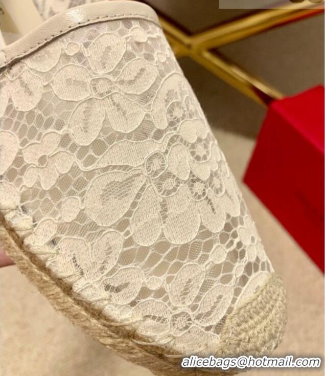 Super Style Valentino Lace Espadrilles 070901 White 2021