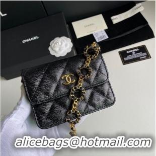 Inexpensive Chanel WOC Belt Bag Original Caviar Leather 2306 Black