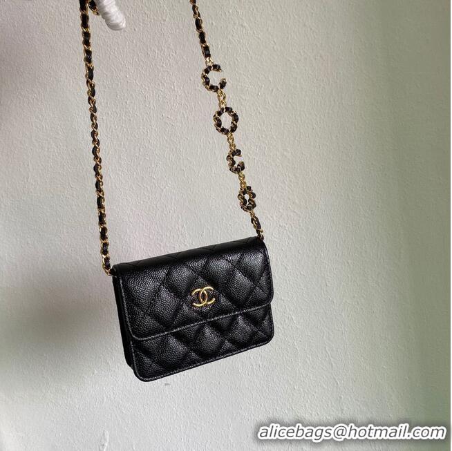 Inexpensive Chanel WOC Belt Bag Original Caviar Leather 2306 Black