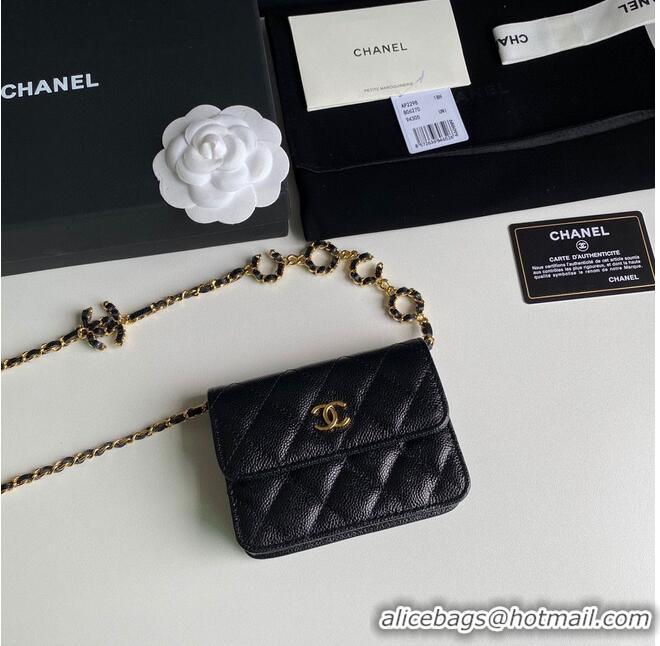 Inexpensive Chanel WOC Belt Bag Original Caviar Leather 2306 Black