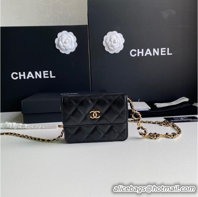 Inexpensive Chanel WOC Belt Bag Original Caviar Leather 2306 Black