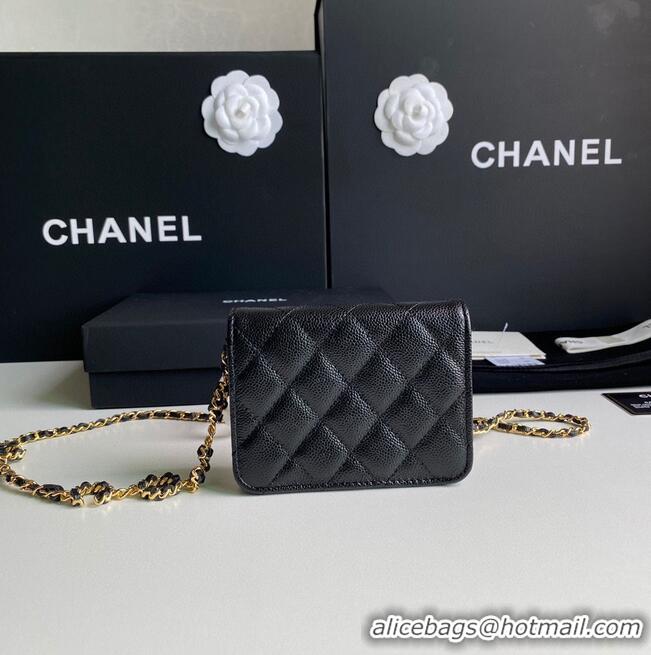 Inexpensive Chanel WOC Belt Bag Original Caviar Leather 2306 Black