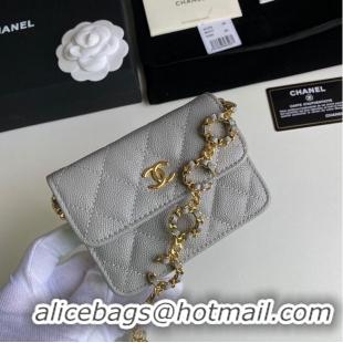 Buy Discount Chanel WOC Belt Bag Original Caviar Leather 2306 Gray